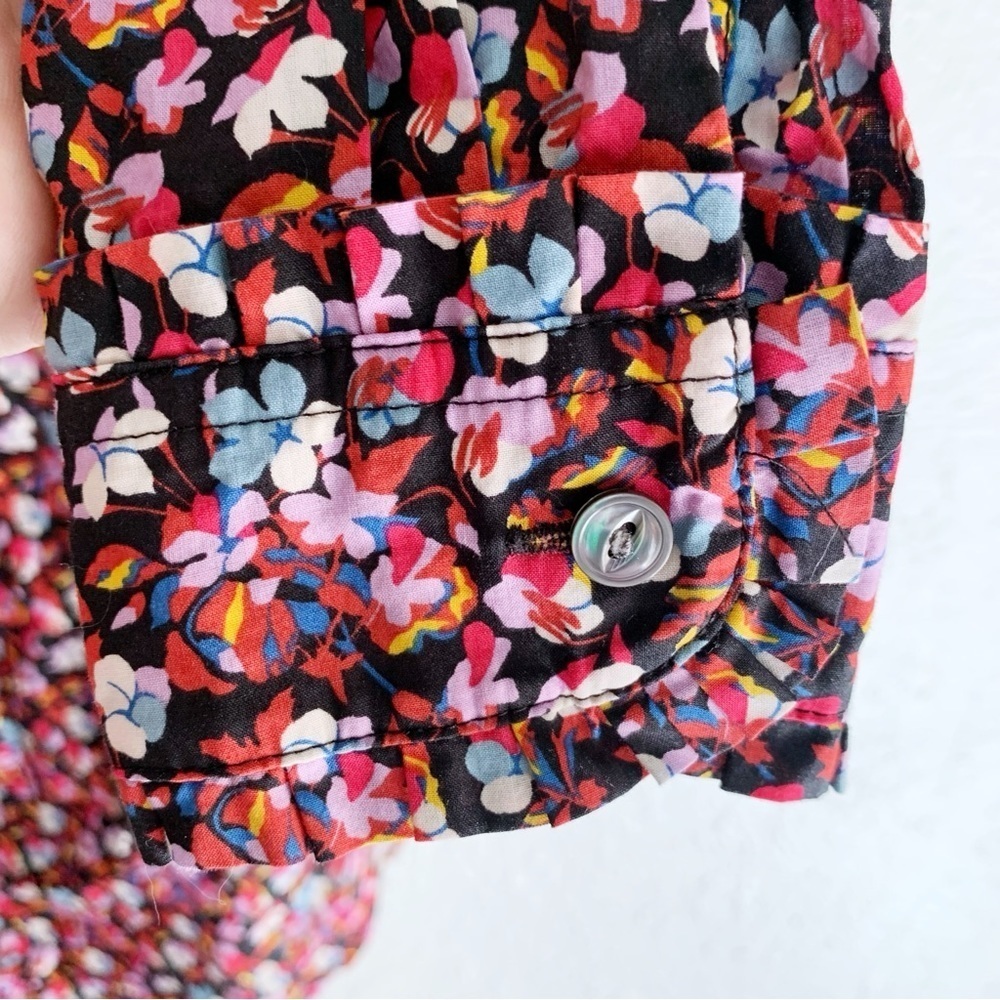 J. Crew Liberty Art Fabric Button Down Ruffle Blouse Sz 00 - Picture 3 of 5